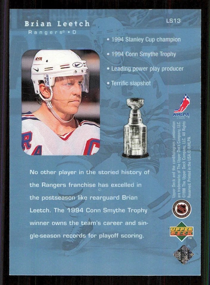 1998-99 Upper Deck Lord Stanley's Heroes #LS13 Brian Leetch - Image 2 of 2