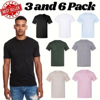 6 Pack And 3 Plain Men's T-Shirts Plain Cotton Short Sleeve T-shirt Tee Top