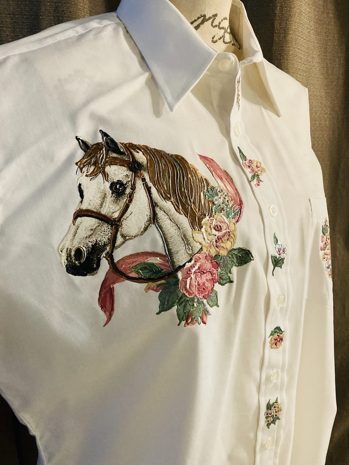 IMAGINE 系列马术手绘衬衫衬衫可穿戴艺术 L — 第 4/4 张图片
