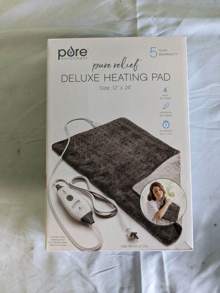 Pure Enrichment PureRelief Deluxe Heating Pad 12" x 24" Gray 817387020596 eBay