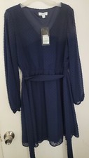 NINE West Women's dress Long Sleeve Blue dress Size 8 Free shipping