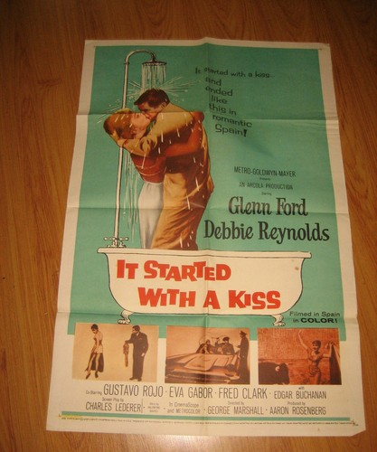 It Started With a Kiss Orig, 1sh Movie Poster '59 Glenn Ford & Debbie Reynolds