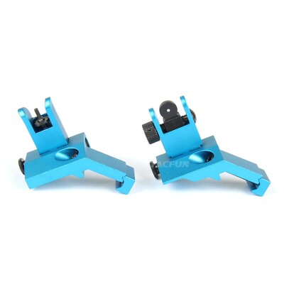 BLUE 45 Degree Offset Front & Rear Backup Sight Fit Picatinny Weaver Rail