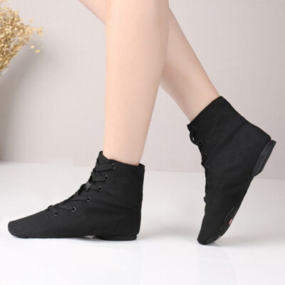 Lady Dancing Boot Shoes Low Heel Soft Sole Canvas Ballet Jazz Salsa Footwear Red