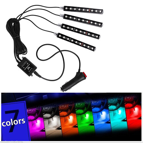 Car Cigarette Lighter Decorative Atmosphere Ice Blue LED Lights Strip Neon  Lamp