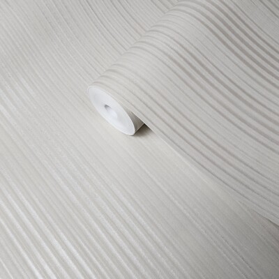 Embossed Contemporary Plain white cream faux fabric lines textured wallpaper 3D