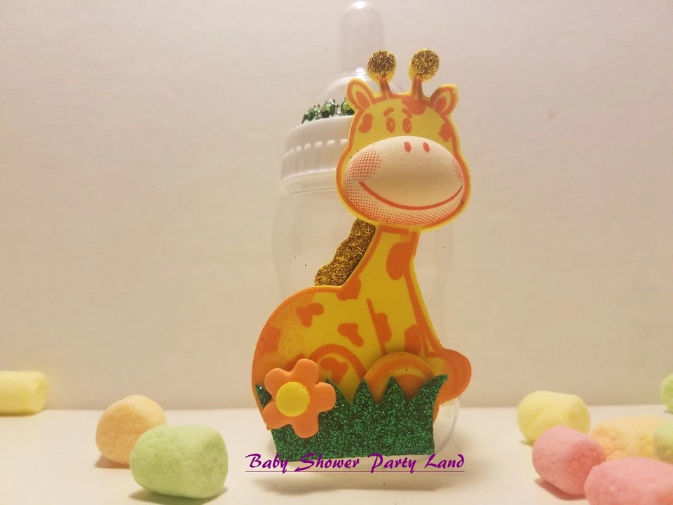 12 Fillable Bottles Baby Shower Boy or Girl Favors Prizes Safari Jungle Animals - Image 4 of 4