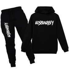 Boy's Tracksuit Pullover Hoodie Jogging Pants Set 2 Pieces Sweatsuit Black,13...