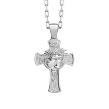 Collana Crocifisso in Argento Sterling 925k Lucido con Catena per Regalo...