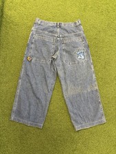 Y2K JNCO Roots Crosstown Baggy Wide Leg Jeans Embroidered Vintage 38x28