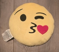 Almohada decorativa de felpa 2015 redonda amarilla emoji beso poliéster dormitorio niños