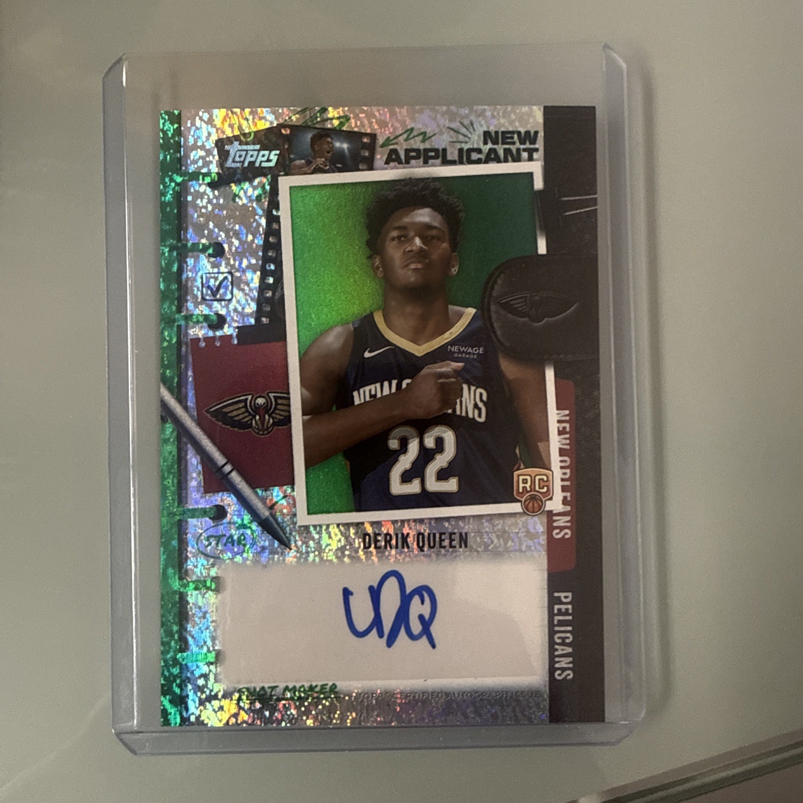 2025-26 Topps Derik Queen RC New Applicant Autograph Green Holo Foil #56/99