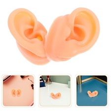 2 Pair Silicone Piercing Model Ear for Practice Fake Jewelry Display Mold