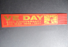 Leather BOOKMARK VE Day 50th Anniversary 1995 Winston Churchill RED Unused