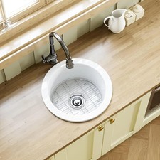 HOROW 18.5x18.5 Inch White Ceramic Round Undermount/Topmount Bathroom Sink