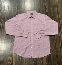 Untuckit Button Up Shirt Men’s Medium Slim Plaid Red Cotton 