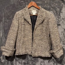 Worthington Womens sz 8 Blazer Open Tweed 100 Silk Office Career