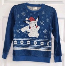 Pok mon Pikachu Unisex Youth Sweater Holiday Theme Snowflake Design Size M