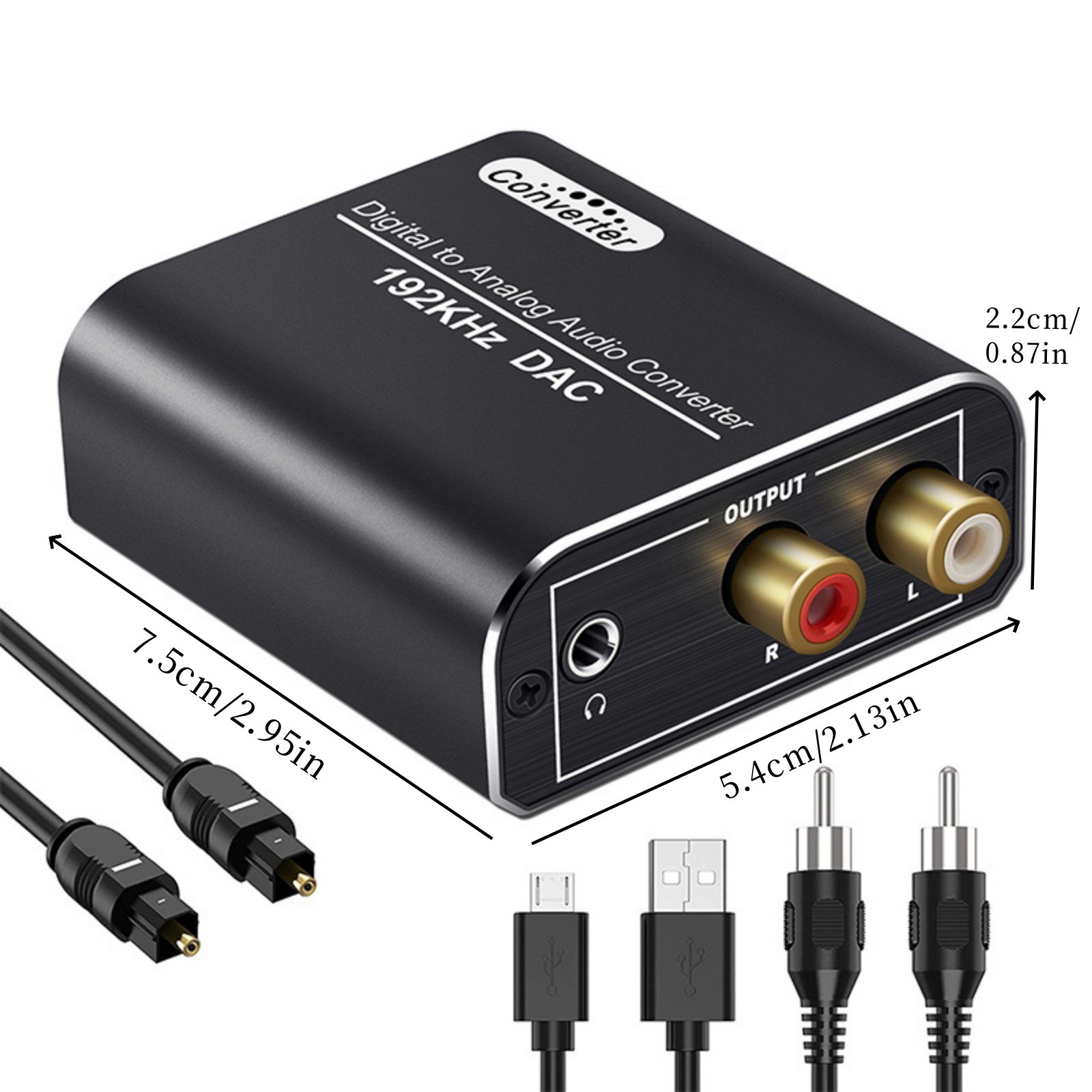 Portable SPDIF to Analog Converter 192kHz Sampling 105dB for Blu-ray Players TVs