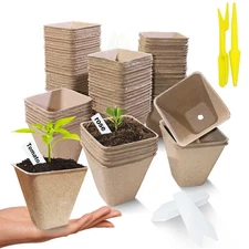 70 Pack Biodegradable Peat Pots 3.15 Inch Transplant Paper Pulp Seeding Cups
