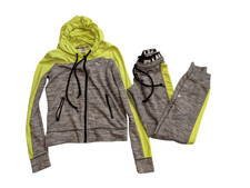 Women's Victoria Secret Sport Tracksuit 2 Piece Set Grey Lime XS
