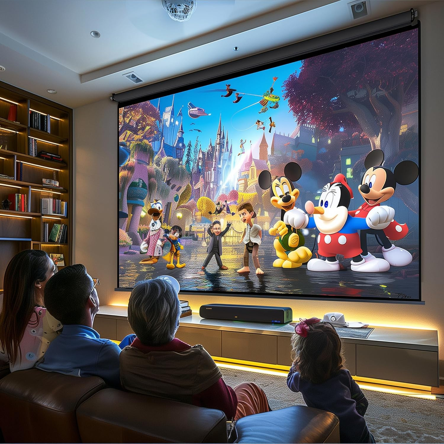 110" Motorized Projector Screen, Electric 16:9 Projector Screen with Remote Cont