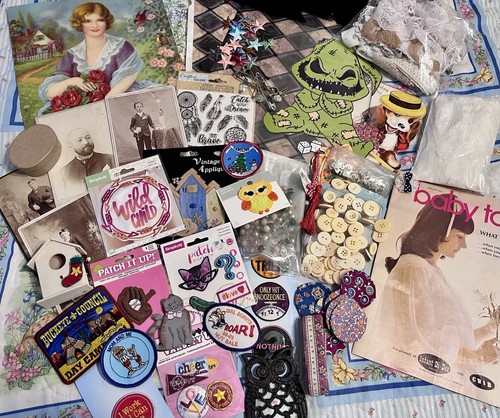 Huge Scrapbook Ephemera Junk Journal Lot Trim Embellishments Patches Crafts
