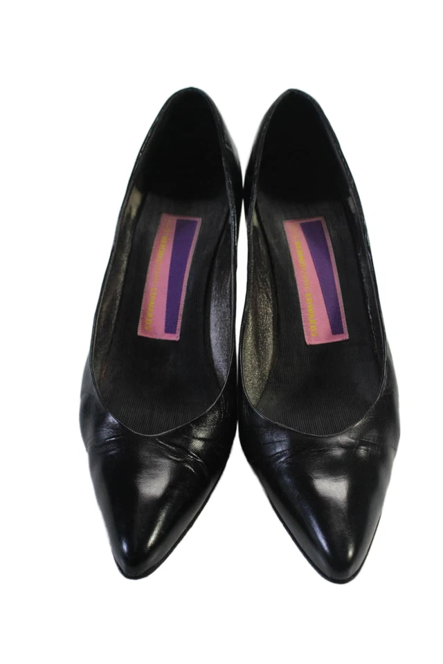 Zapatos de salón Susan Bennis Warren Edwards para mujer tacón cónico punta en punta cuero negro 8,5 Foto 2 de 4