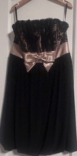 VTG Jessica McClintock Gunne Sax Y2K 90 s Gold Black Lace Bubble Dress Prom SZ 7