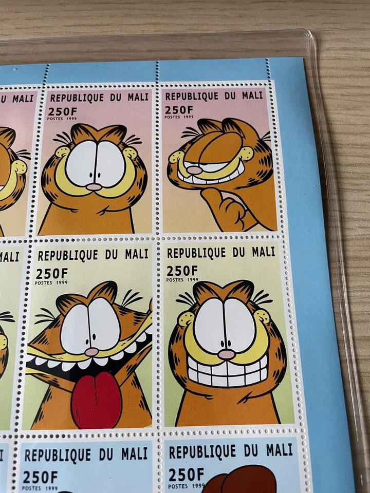 Hoja de estampillas de Malí Garfield 1999 - certificado de autenticidad MNH. Foto 4 de 4