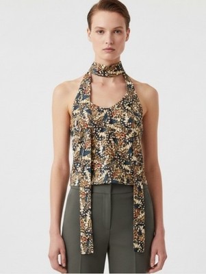 Wildfang The Empower Satin Cami Tank With Tie Butterfly Print X Large