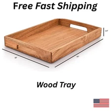 Wooden Breakfast Serving W Handles Tray Perfect Breakfast Snacks 15 X 10 X 1.6