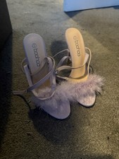 Boohoo Fluffy Lilac Heels Bnwot Size 3