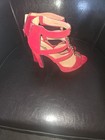 Charlotte Russe red suede strappy studded ankle strap stiletto heels — photo 5