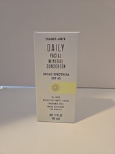 Trader Joe's Daily Facial Mineral Sunscreen SPF 40 Oil Free 1.7 OZ - Exp 06/2027