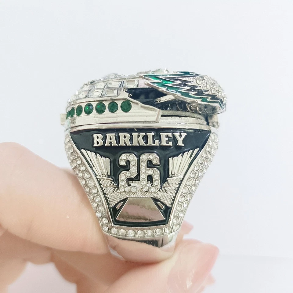 NFL 2025 🦅 Anillos de Águilas con Caja BARKLEY #26 Talla 9-11-13 Foto 4 de 4