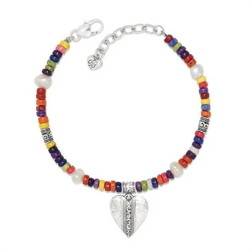 Brighton Mingle Medley beaded heart bracelet NWT JF0197 stretch $78