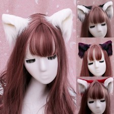 Faux fur Ears Hair Clip Halloween Party Anime Cat Costume Cosplay Accessory NEW