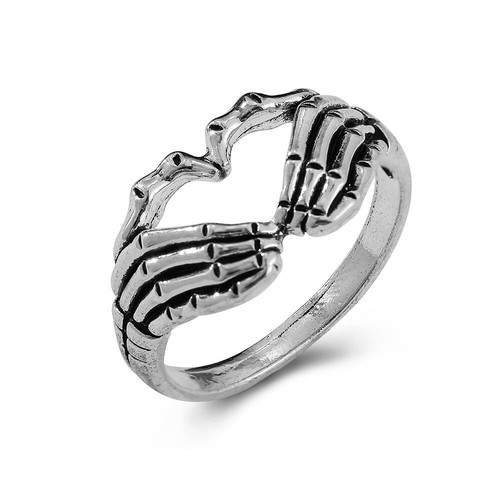 Gothic Punk Silver Plated Rings Women Fashion Jewelry Heart Wedding Bands Ring - Picture 20 of 55