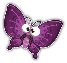 Cute Goggle Eyed Butterfly Cartoon Car Bumper Sticker Decal