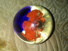 Vintage art glass paperweight, Orange Flowers — photo 5