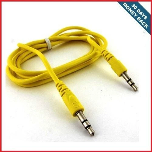 3.5mm Stereo Yellow Color Male to Male Jack Port Extension Audio Aux Cable - Image 2 of 2