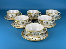 Antico Servizio 6 Tazze Grandi Ceramica Albisola Giuseppe Piccone XX Sec.
