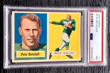 1957 TOPPS PETE RETZLAFF ROOKIE FOOTBALL CARD #2 **PHENOMENAL** PSA 7 NEAR MINT. rookie card picture