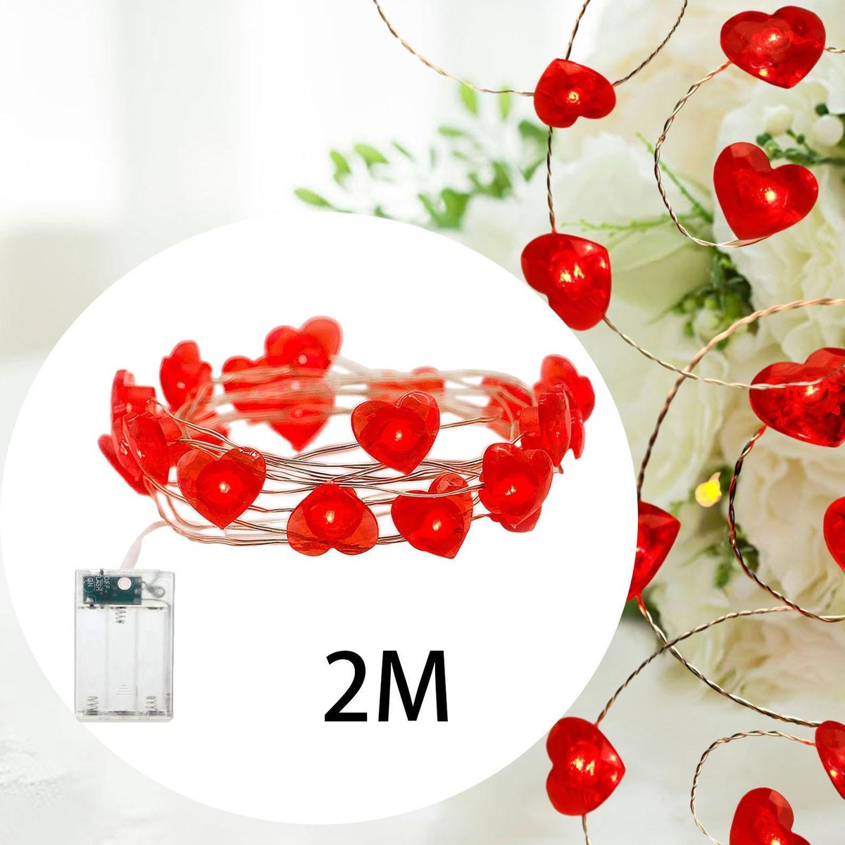 Valentine Heart String Lights Red Hearts Valentine String