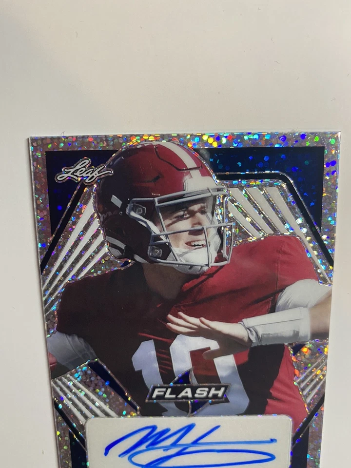 2021 Leaf Flash Navy Mac Jones RC Auto 1/75 PATRIOTS ERROR DUAL ROOKIE CARD 1/1 - Image 3 of 4