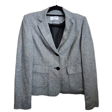 Calvin Klein Jacket Womens Blazer Grey Size 4 Business Casual Gray Pockets