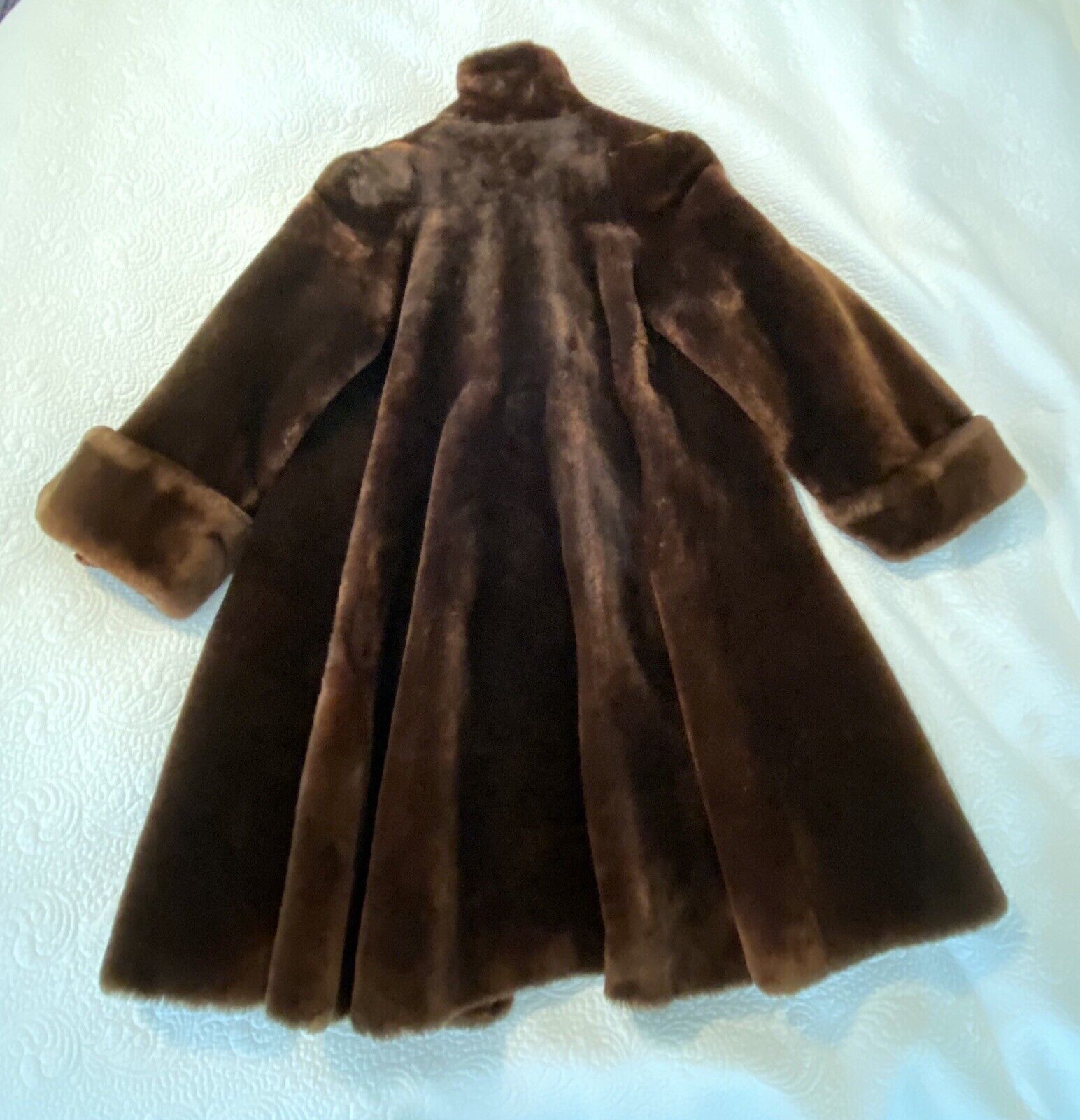 GENUINE MOUTON SHEARED LAMB FUR BROWN SHEEP COAT … - image 2