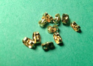 Authentic 4.5mm gold plated rubber earring stud back for any earring set of 10