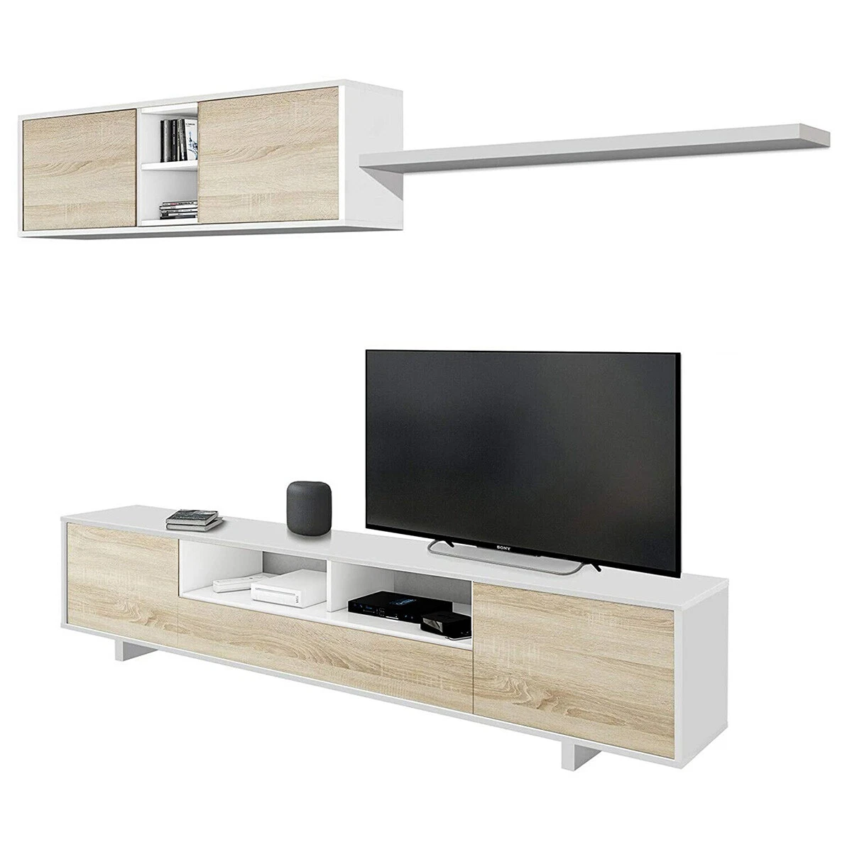 Mobile TV GYIIYUO Con Cassetti In Tessuto – 181,6 Cm – Adatto A TV 75-80 Pollici – Stile Industriale Rustico